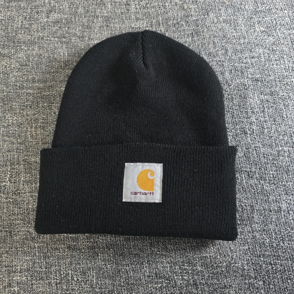 Carhartt A18 Black Acrylic Watch Hat Beanie Rib Knit Cuff Logo Patch One Size